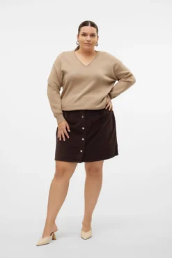 Suéter de manga comprida malha plus size