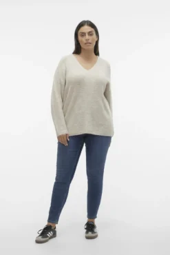 Suéter de manga comprida malha plus size