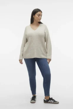 Suéter de manga comprida malha plus size