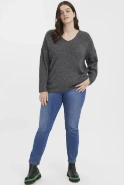 Suéter de manga comprida malha plus size