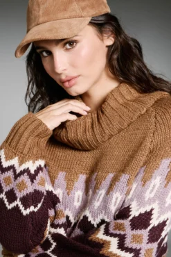 Suéter jacquard de gola alta