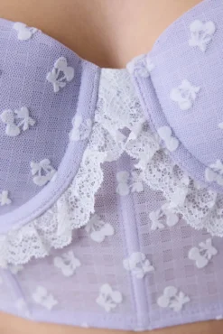Sutiã corpete renda flor lilás