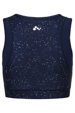 Sutiã esportivo com efeito metálico, azul marinho