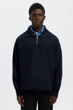 Sweatshirt 100% algodão orgânico com meia fecho-éclair