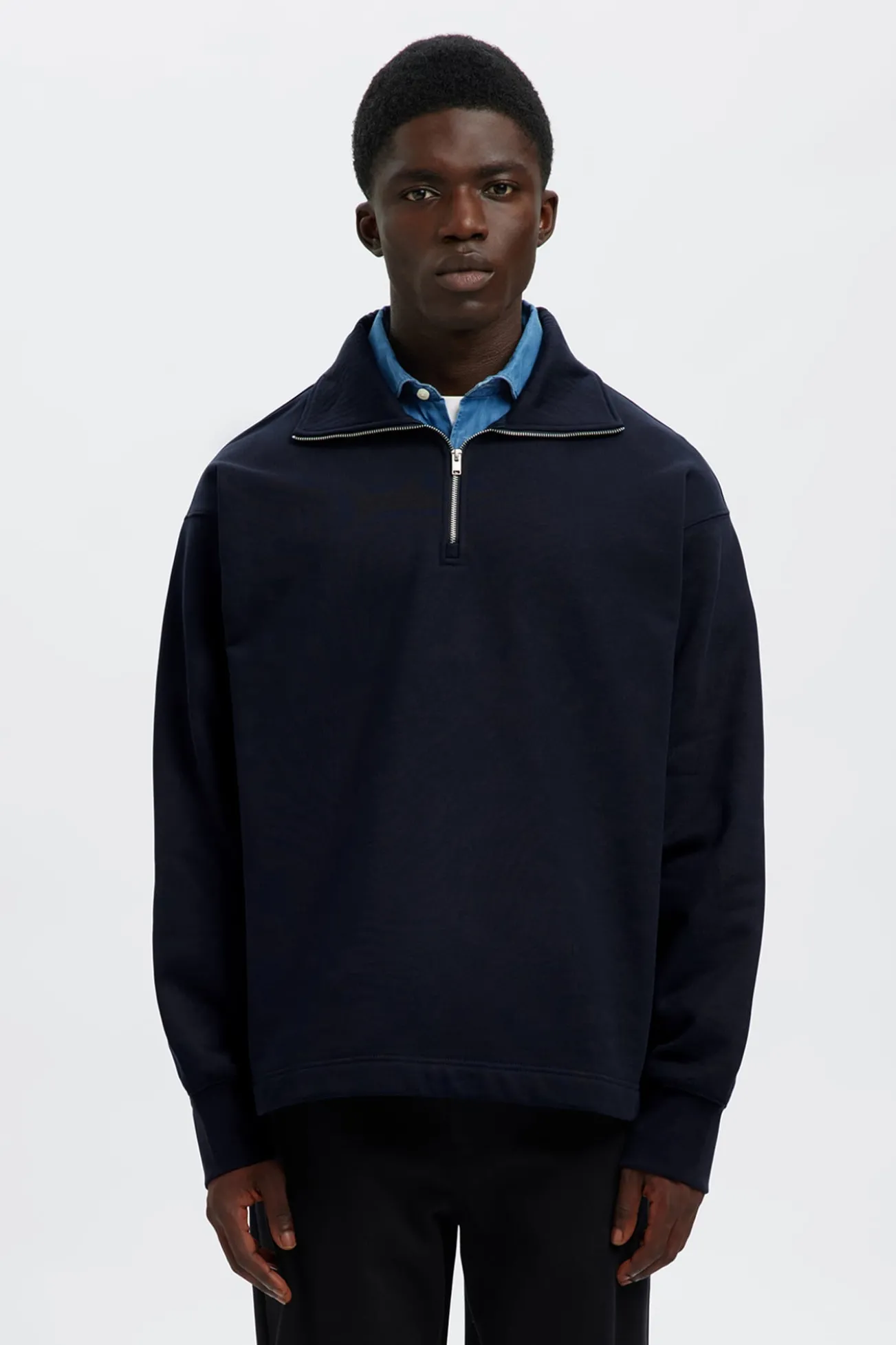 Sweatshirt 100% algodão orgânico com meia fecho-éclair
