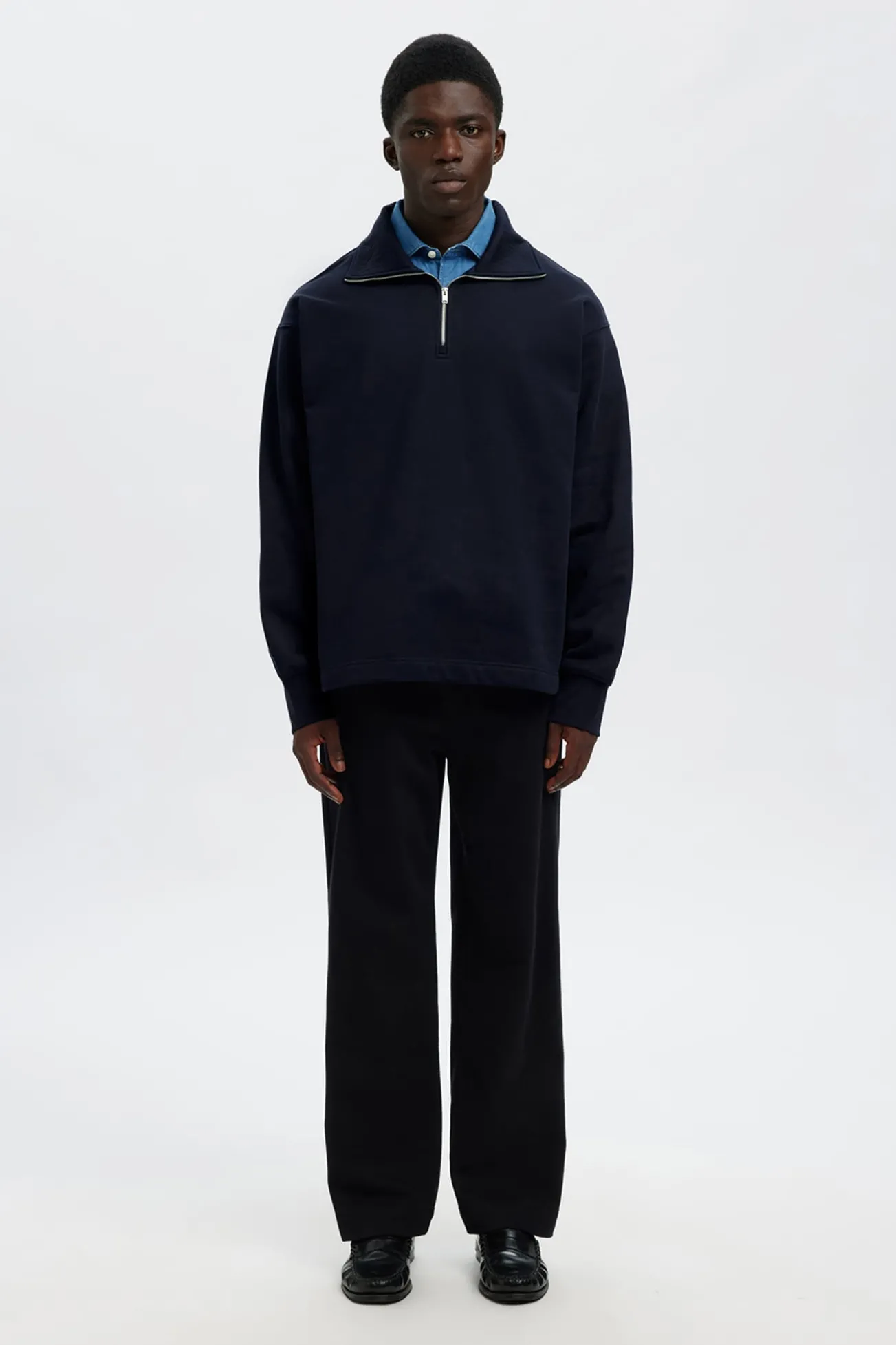 Sweatshirt 100% algodão orgânico com meia fecho-éclair