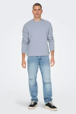 Sweatshirt básico masculino com gola redonda