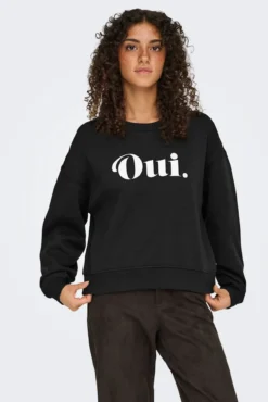 Sweatshirt com texto frontal