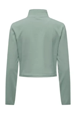 Sweatshirt cropped com gola com fecho-éclair