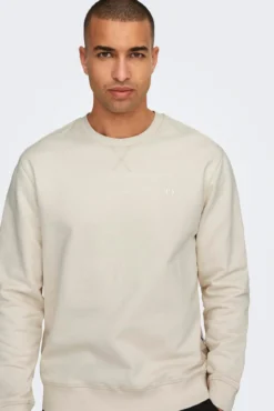 Sweatshirt de gola redonda redonda de corte regular fit com pequena estampa frontal