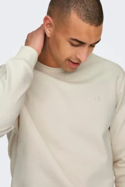 Sweatshirt de gola redonda redonda de corte regular fit com pequena estampa frontal