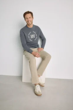 Sweatshirt gola redonda com logo