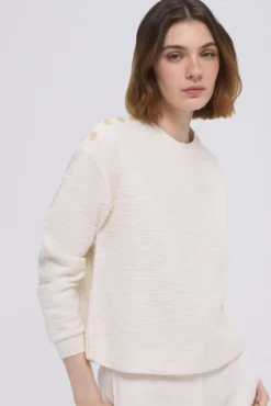 Sweatshirt liso com botões