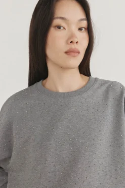 Sweatshirt liso com strass