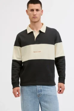 Sweatshirt polo com listras