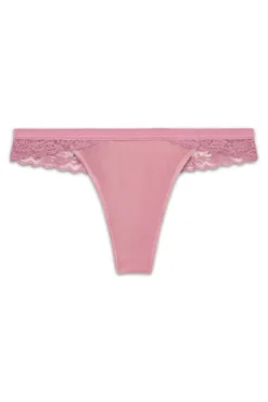 Tanga de renda rosa e veludo