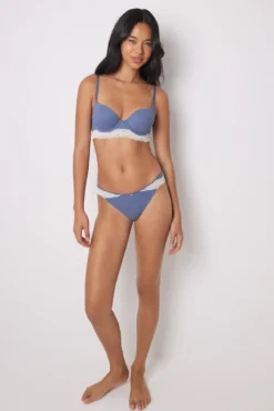 Tanga tira algodão azul