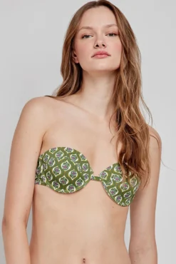 Top biquíni bandeau estampado