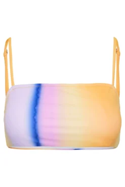 Top biquíni bandeau estampado.