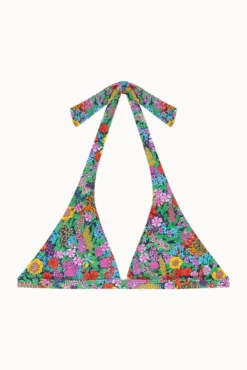 Top biquíni halter com elástico floral
