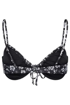 Top biquíni push up com estampado floral.