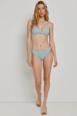 Top biquíni triangular estampado riscas