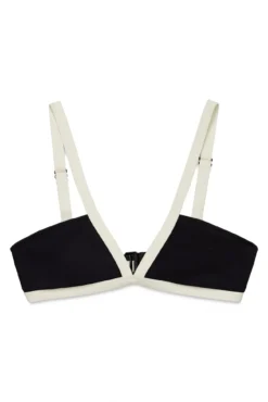 Top biquíni triangular semibrilhante preto