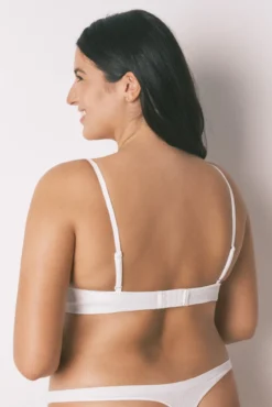 Top canelado sem costura em lurex branco