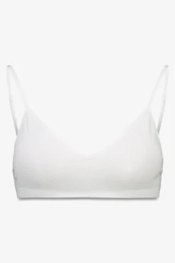 Top canelado sem costura em lurex branco