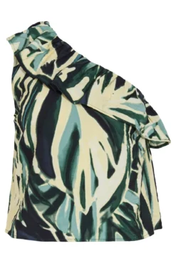 Top com folho estampado em viscose