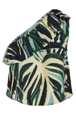 Top com folho estampado em viscose