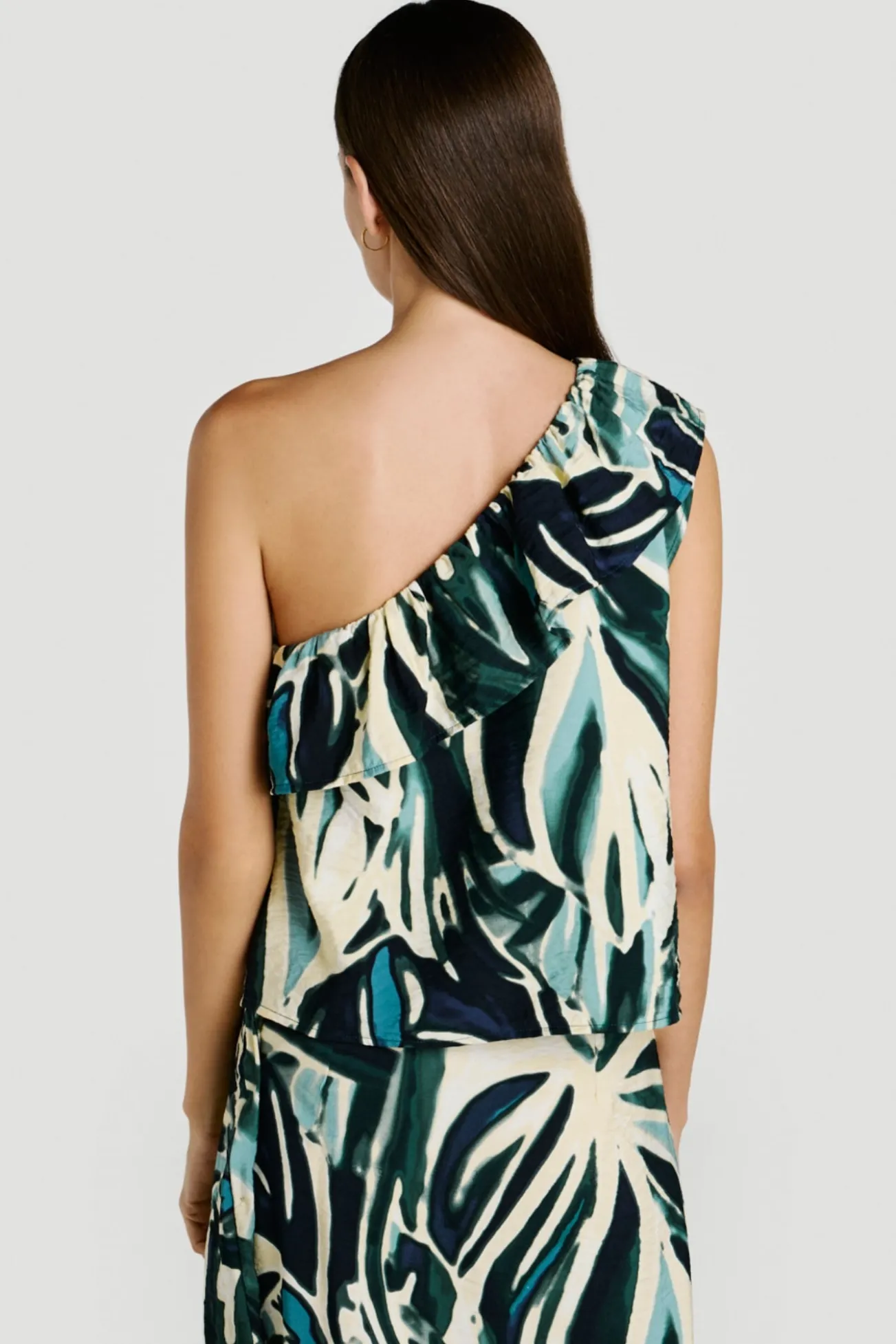 Top com folho estampado em viscose