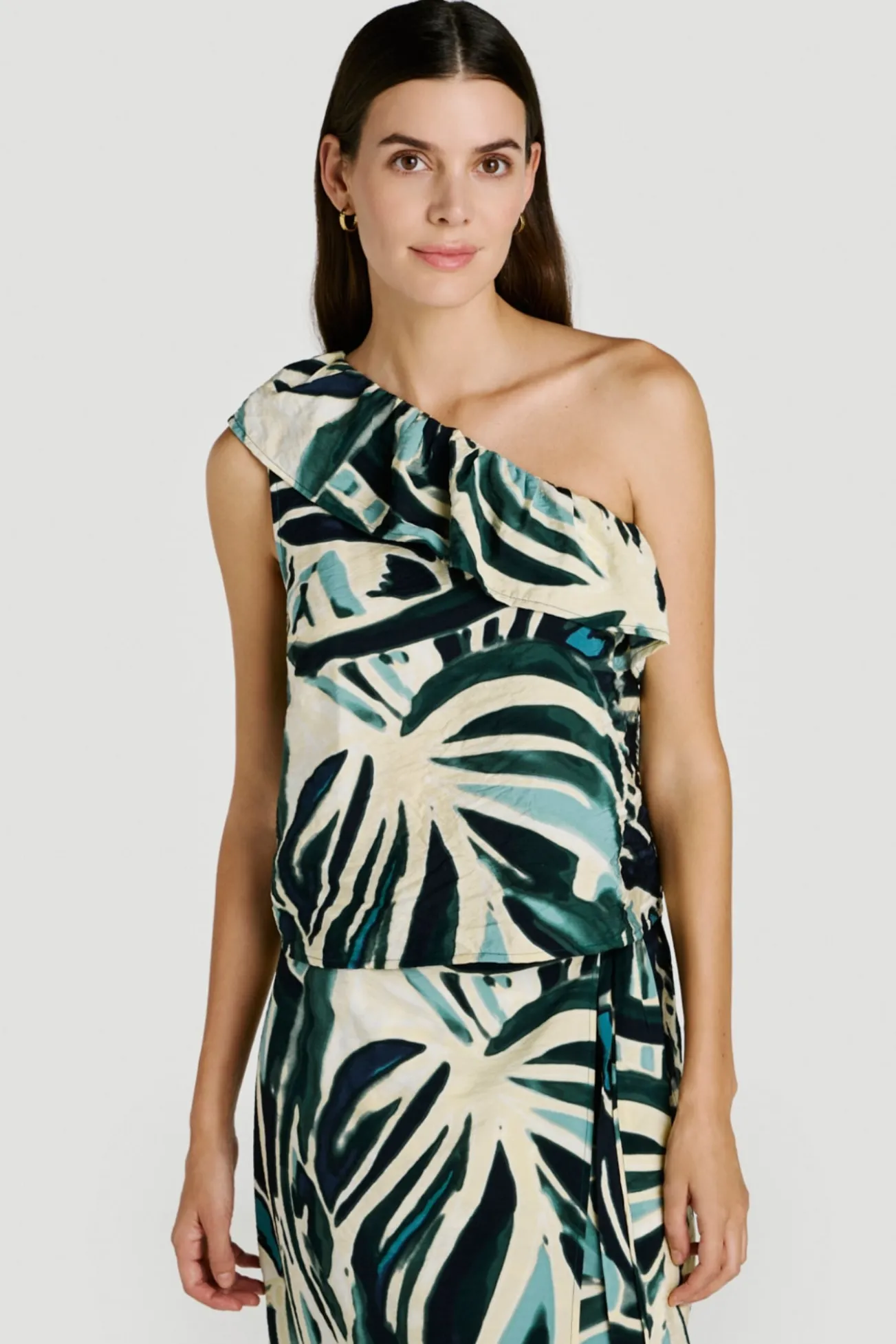 Top com folho estampado em viscose