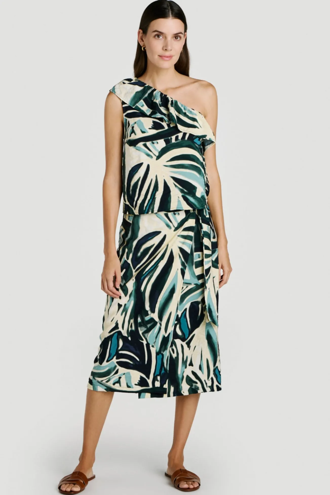 Top com folho estampado em viscose