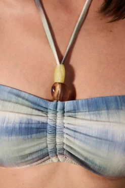 Top de biquíni bandeau estampado