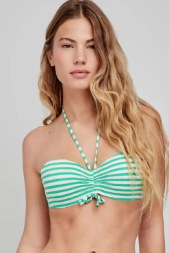 Top de biquíni cai-cai com estampado riscas multicolor
