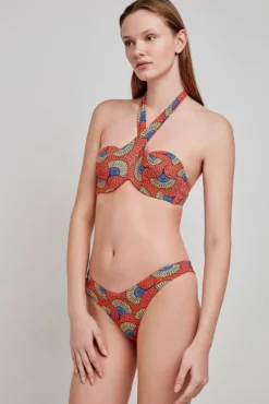 Top de biquíni cai-cai com estampado tribal