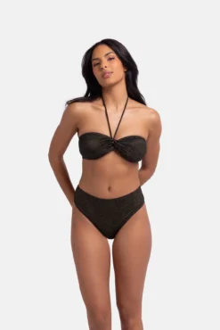 Top de biquíni cai-cai de lurex preto