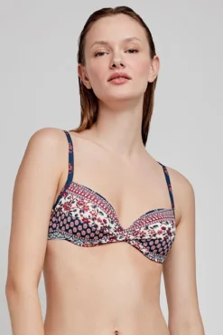 Top de biquíni com aros e estampado étnica