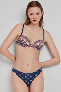 Top de biquíni com aros e estampado étnica