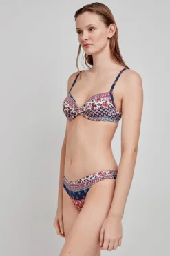 Top de biquíni com aros e estampado étnica