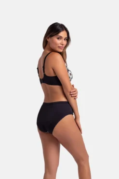 Top de biquíni estampado preto