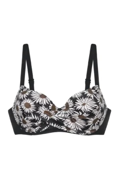 Top de biquíni estampado preto