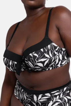Top de biquíni estampado preto