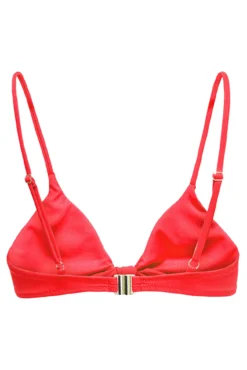 Top de biquíni triangular com nó coral neon