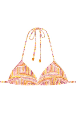 Top de biquíni triangular com retalhos de lurex