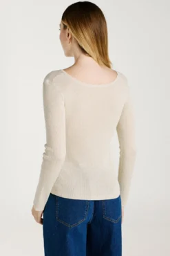 Top de malha reversível com lurex