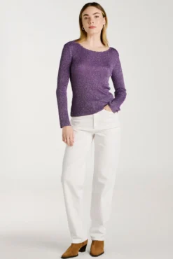 Top de malha reversível com lurex