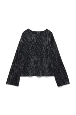 Top de manga comprida com detalhe em lurex