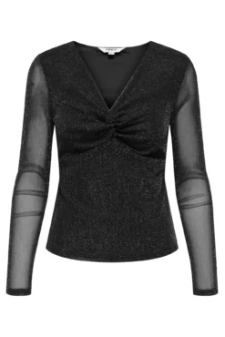Top de manga comprida com glitter